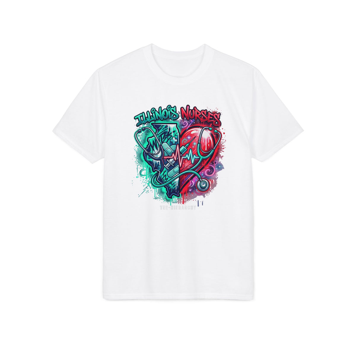 Nurse Heartbeat Graphic T-Shirt — "Nurses" Split Heart Medical Tee