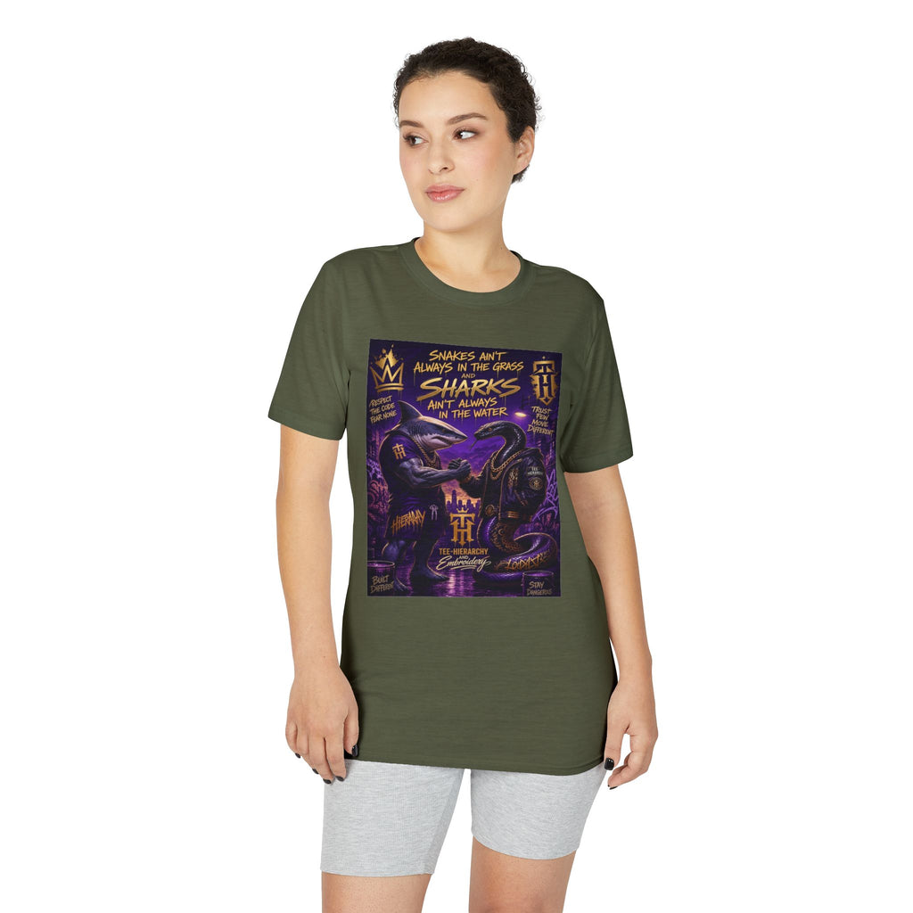 Sharks Ain't Afraid Performance T-Shirt — Bold Shark Graphic Tee for Surfers & Ocean Lovers
