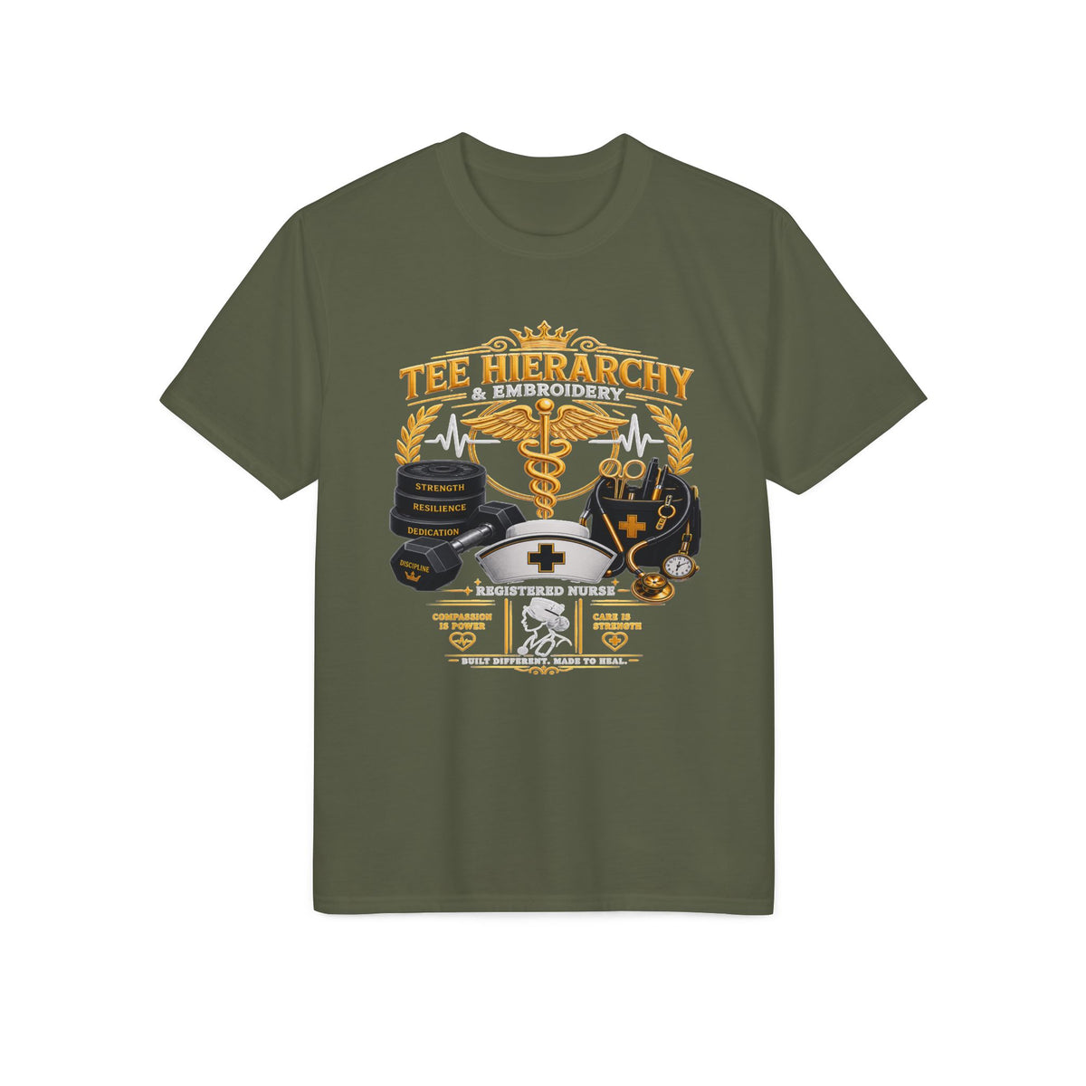 Nursing & Medical Crew Performance T-Shirt — 'Tee Hierarchy' Healthcare Design Female