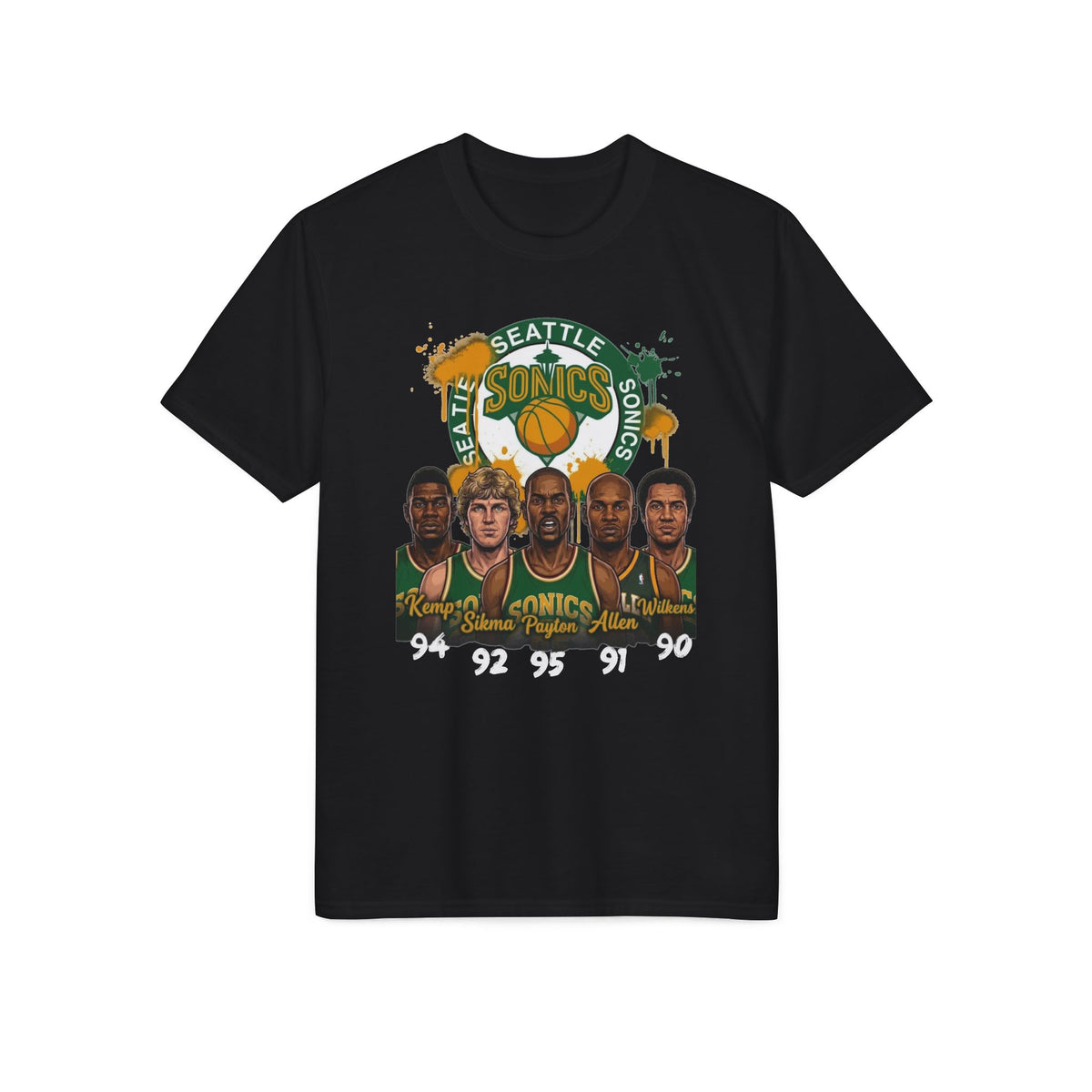 Seattle Sonics Vintage Players Graphic T-Shirt — Retro Basketball Jersey Tribute