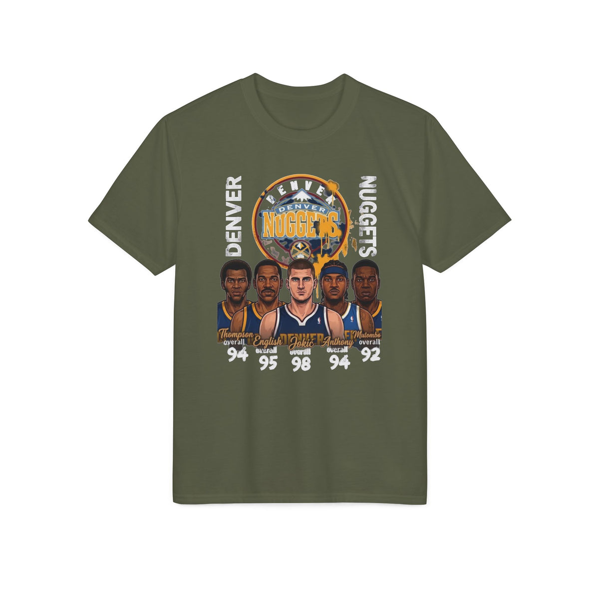 Denver Nuggets Retro Roster Graphic T-Shirt — Basketball Team Fan Tee