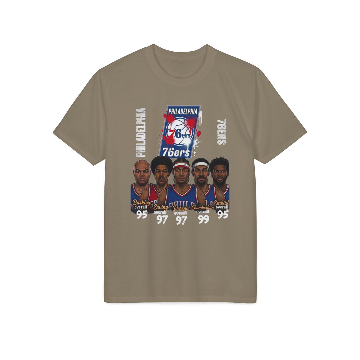 76ers Legends T-Shirt — Philadelphia Sixers Player Faces & Logo Basketball Tee