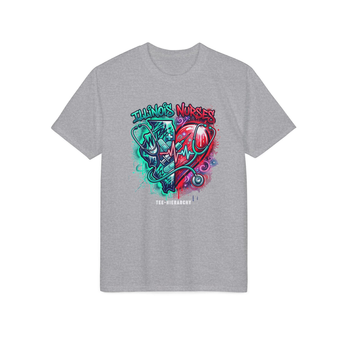 Nurse Heartbeat Graphic T-Shirt — "Nurses" Split Heart Medical Tee