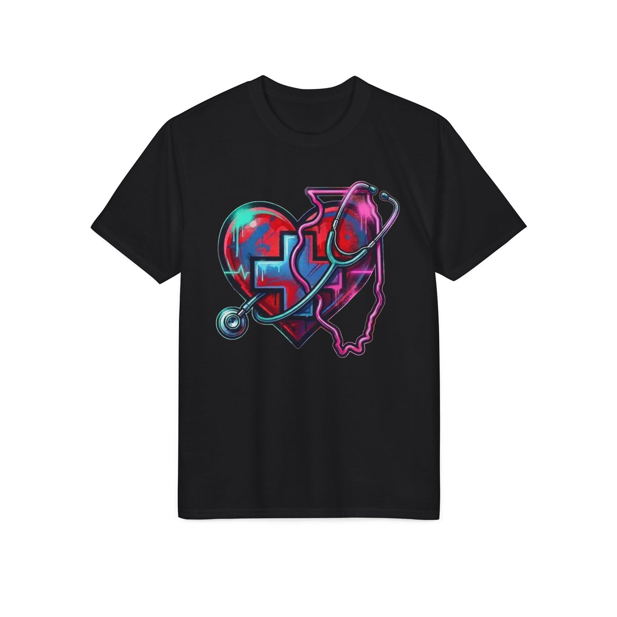 Graffiti Heart Performance T-Shirt — Colorful Street Art Love Tee