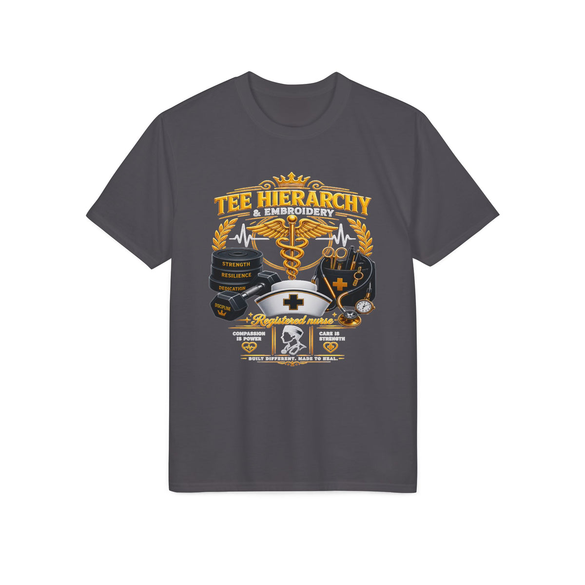 Nurse & EMS ‘Tee Hierarchy’ Medical Emblem Performance T-Shirt male