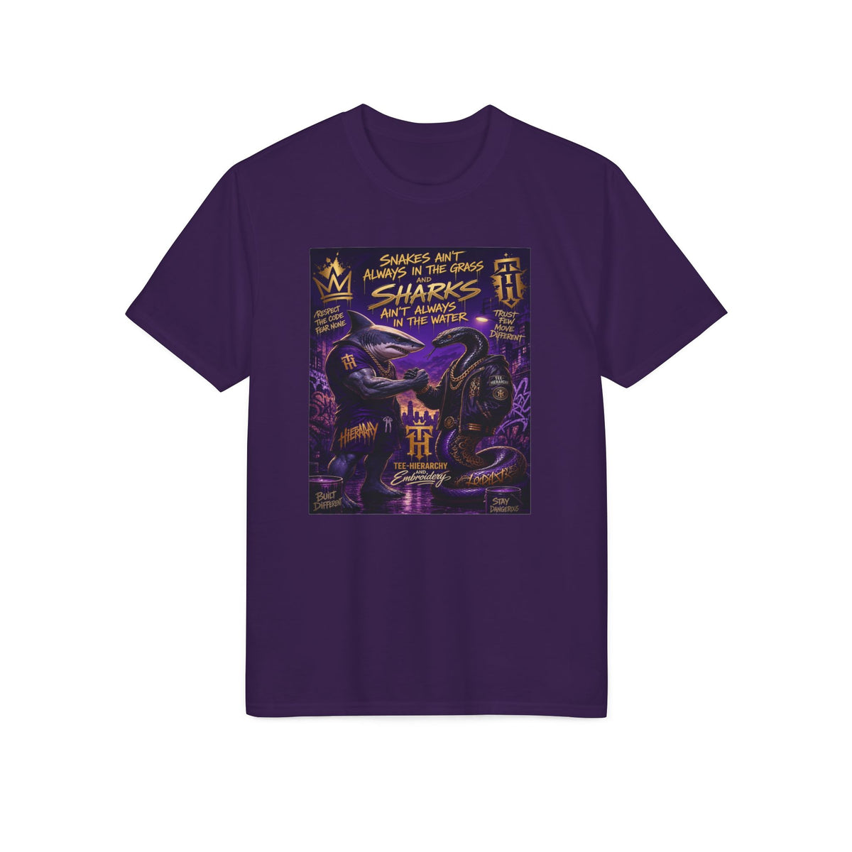Sharks Ain't Afraid Performance T-Shirt — Bold Shark Graphic Tee for Surfers & Ocean Lovers