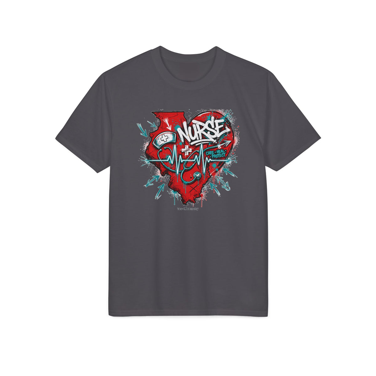 Nurse Heartbeat Performance T-Shirt — Graffiti Nurse ECG Design
