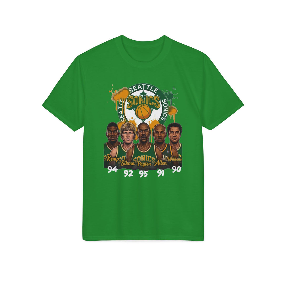 Seattle Sonics Vintage Players Graphic T-Shirt — Retro Basketball Jersey Tribute