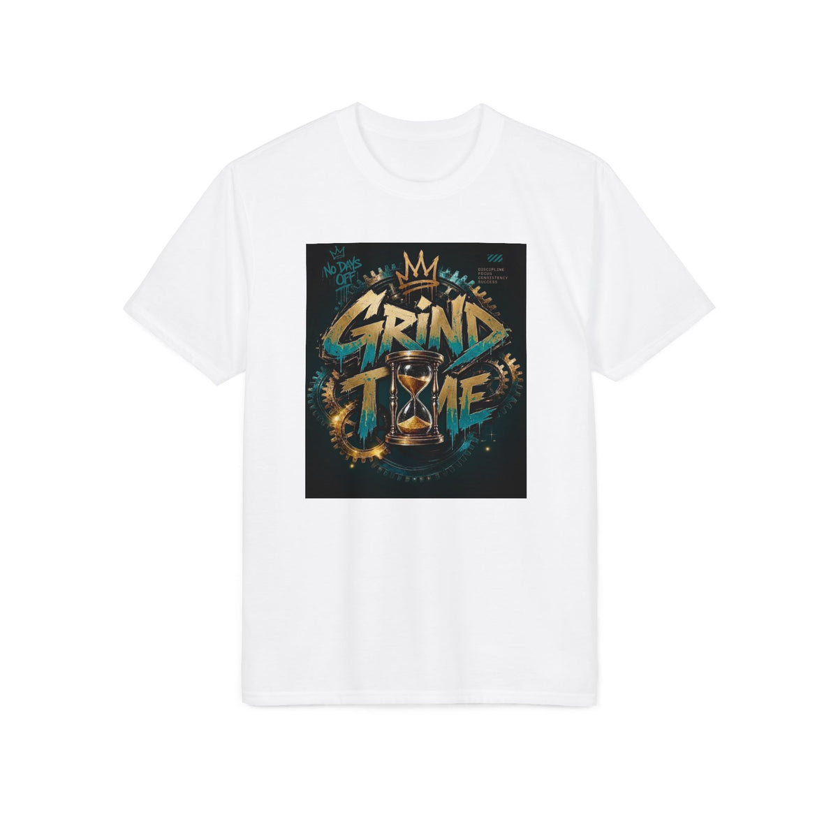 Grind Time Performance T‑Shirt — Motivational Gym Tee with Hourglass Graphic