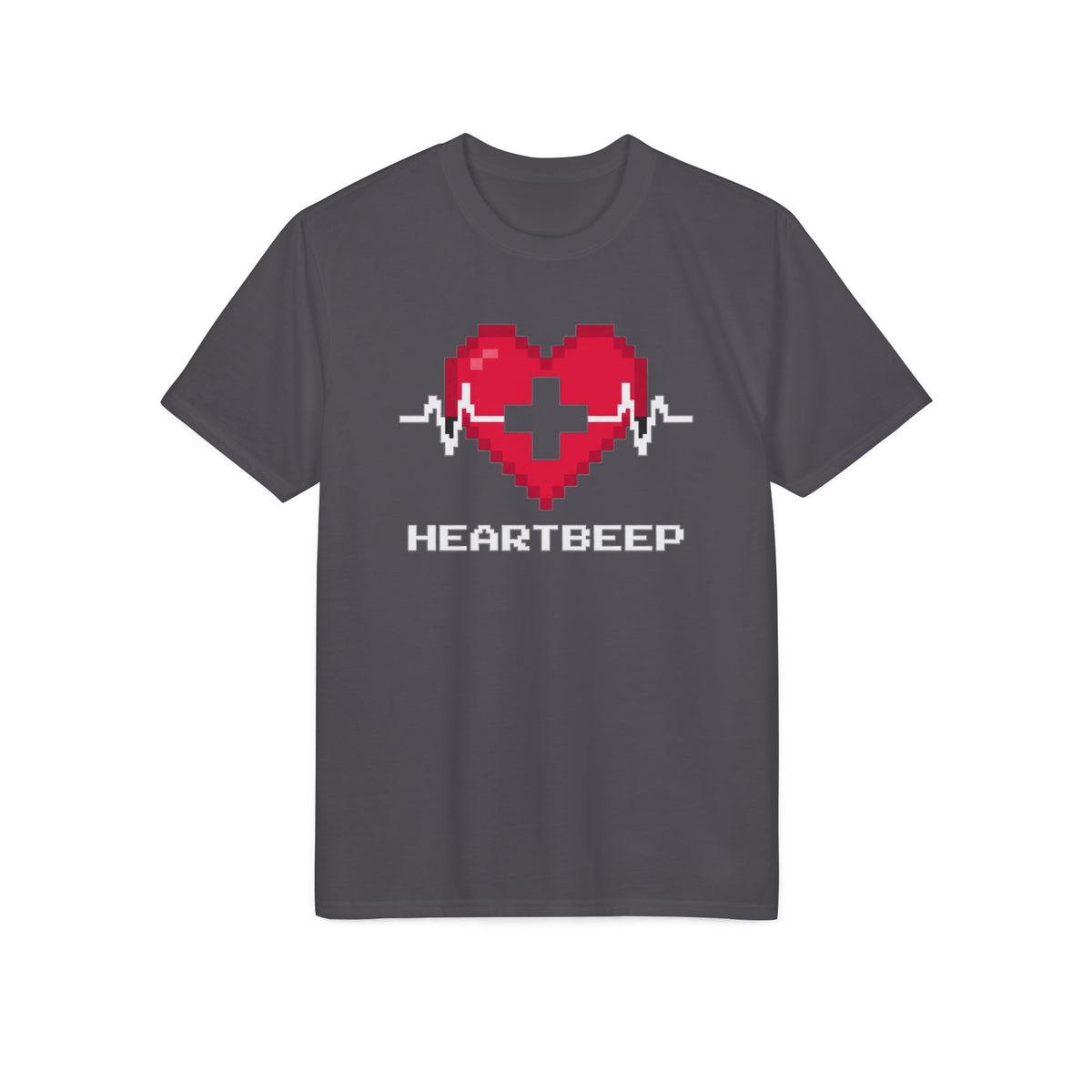 Pixel Heartbeat T-Shirt — Retro 8-Bit Heart with EKG Pulse (Heartbeat)
