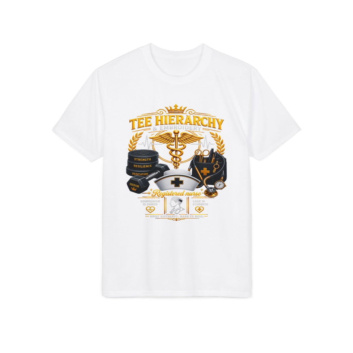 Nurse & EMS ‘Tee Hierarchy’ Medical Emblem Performance T-Shirt male