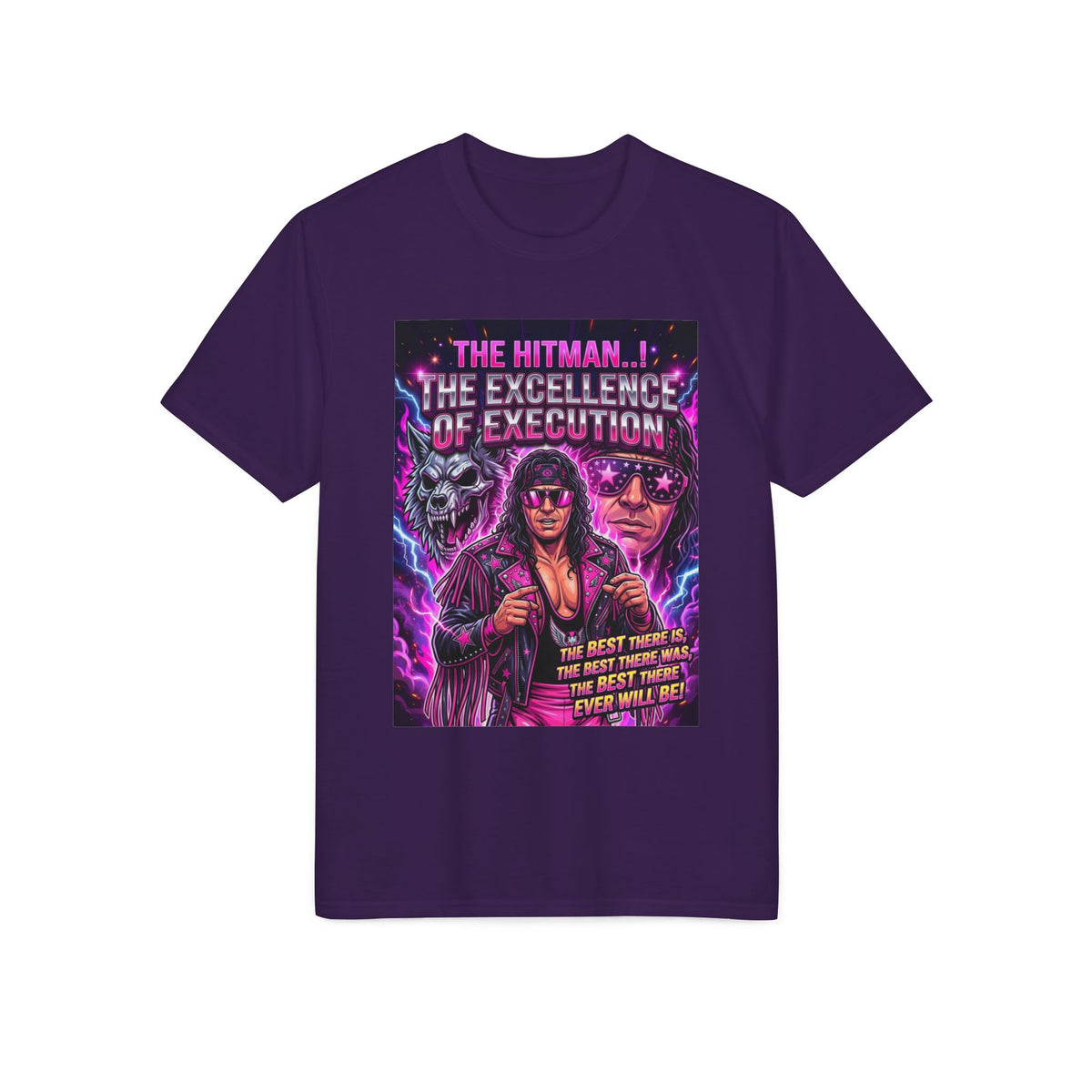 Retro Synthwave Wrestler T-Shirt — "The Hitman: The Excellence of Execution" Graphic Tee