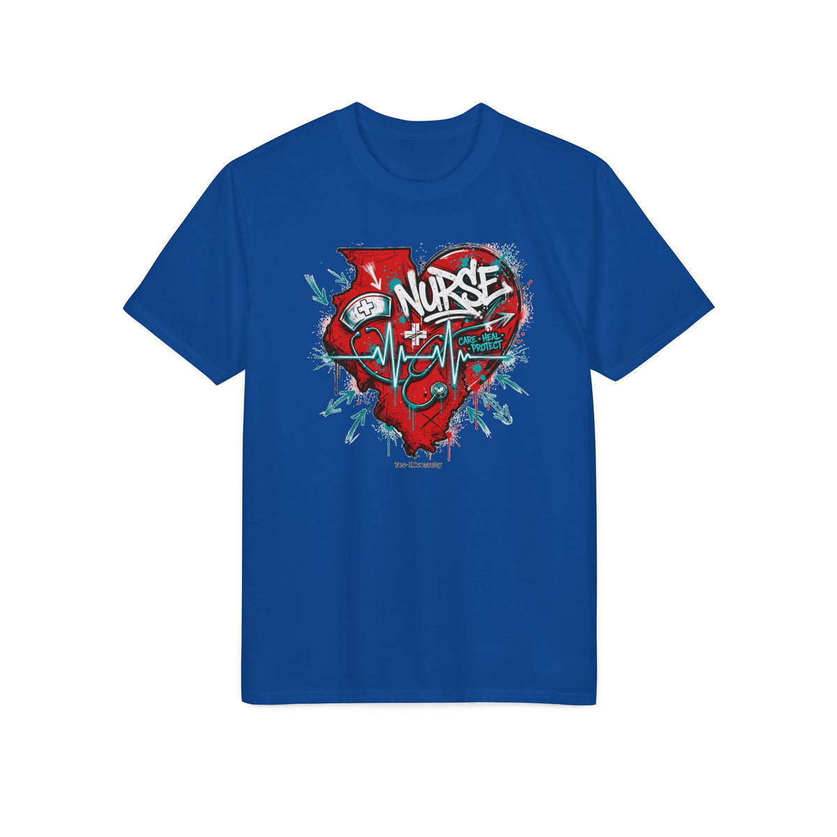 Nurse Heartbeat Performance T-Shirt — Graffiti Nurse ECG Design
