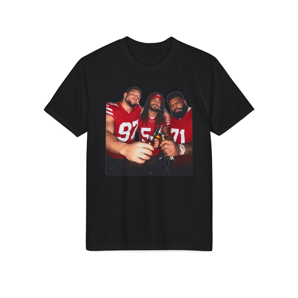 Football Team Photo T-Shirt — Teammates Celebratory Print
