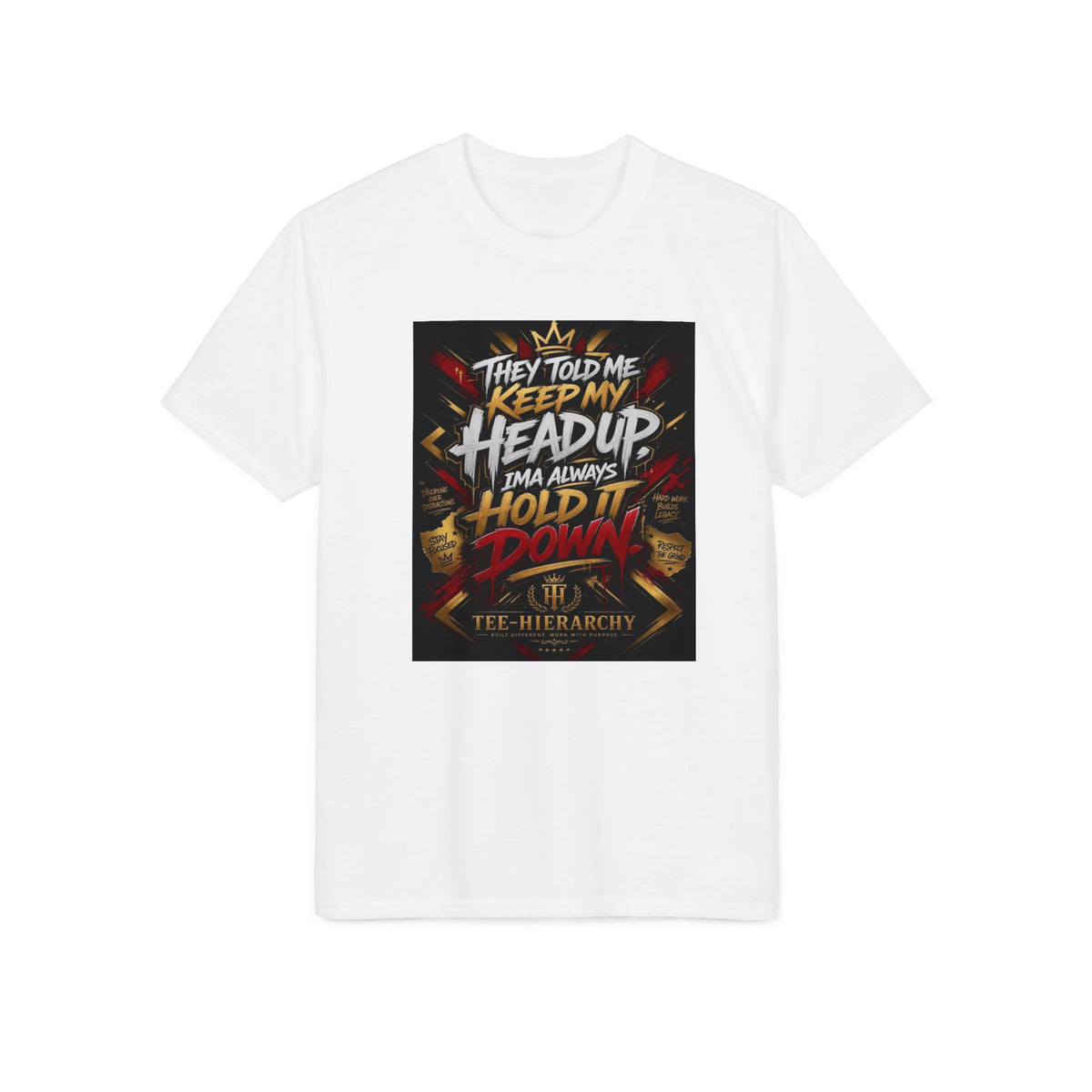 Motivational 'Keep My Head Up, Hold It Down' Graphic T-Shirt