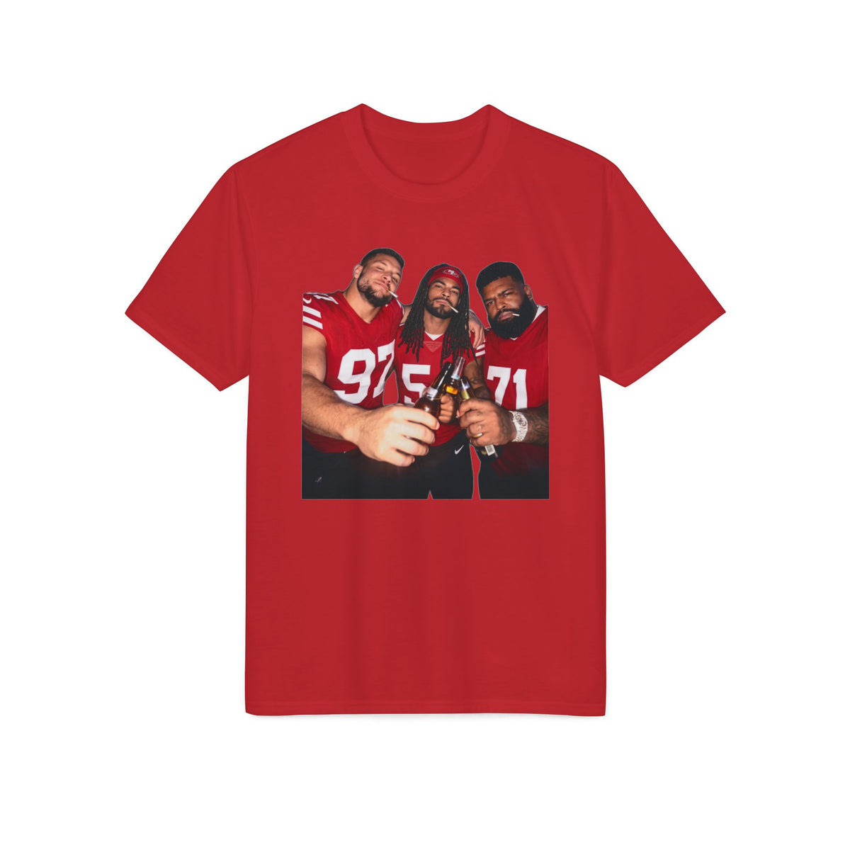 Football Team Photo T-Shirt — Teammates Celebratory Print