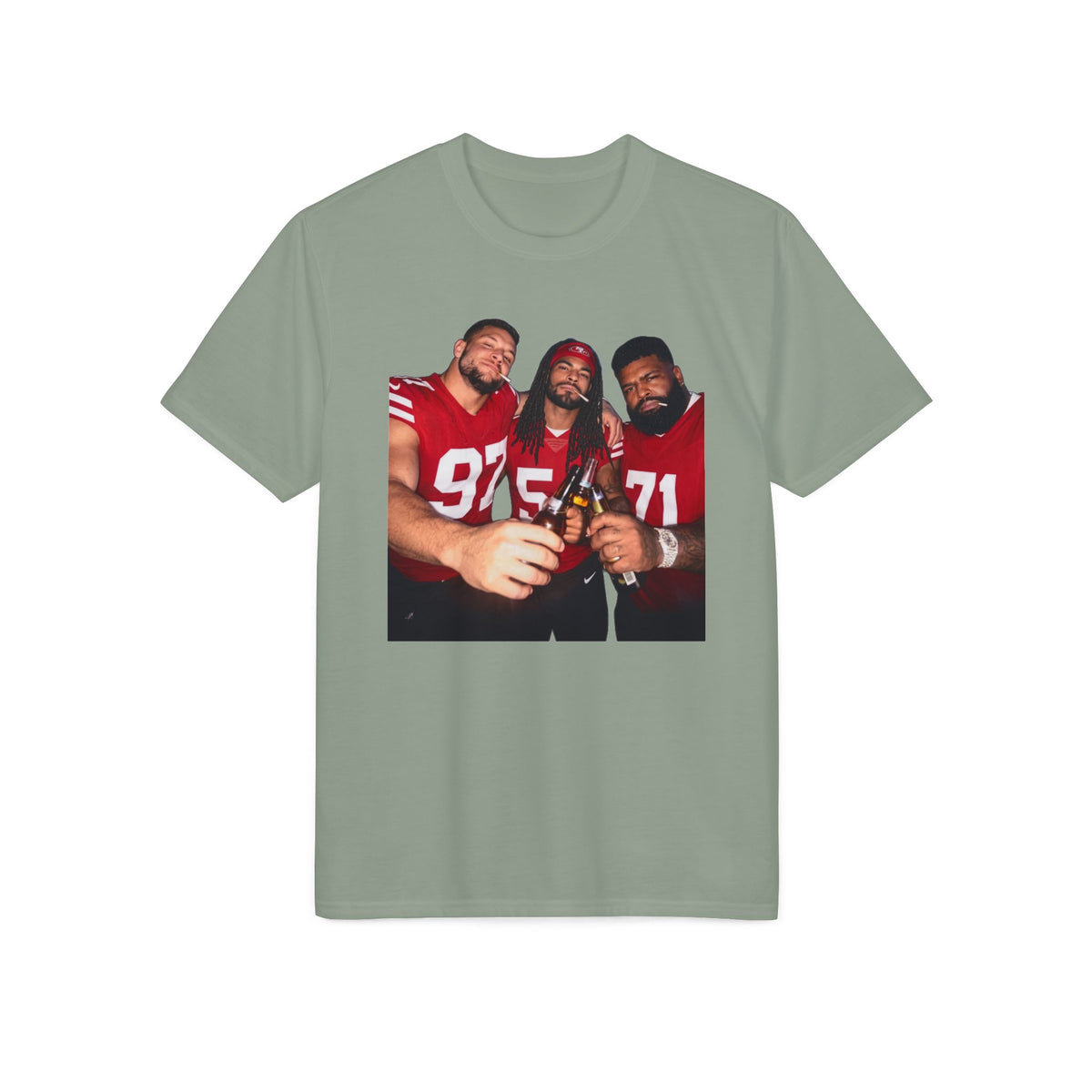 Football Team Photo T-Shirt — Teammates Celebratory Print