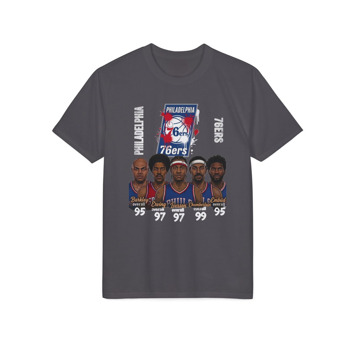 76ers Legends T-Shirt — Philadelphia Sixers Player Faces & Logo Basketball Tee