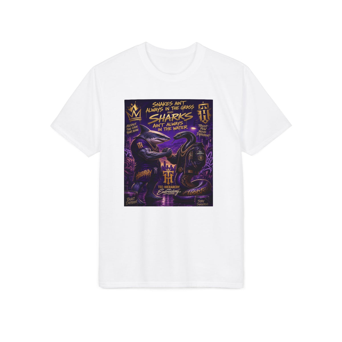 Sharks Ain't Afraid Performance T-Shirt — Bold Shark Graphic Tee for Surfers & Ocean Lovers
