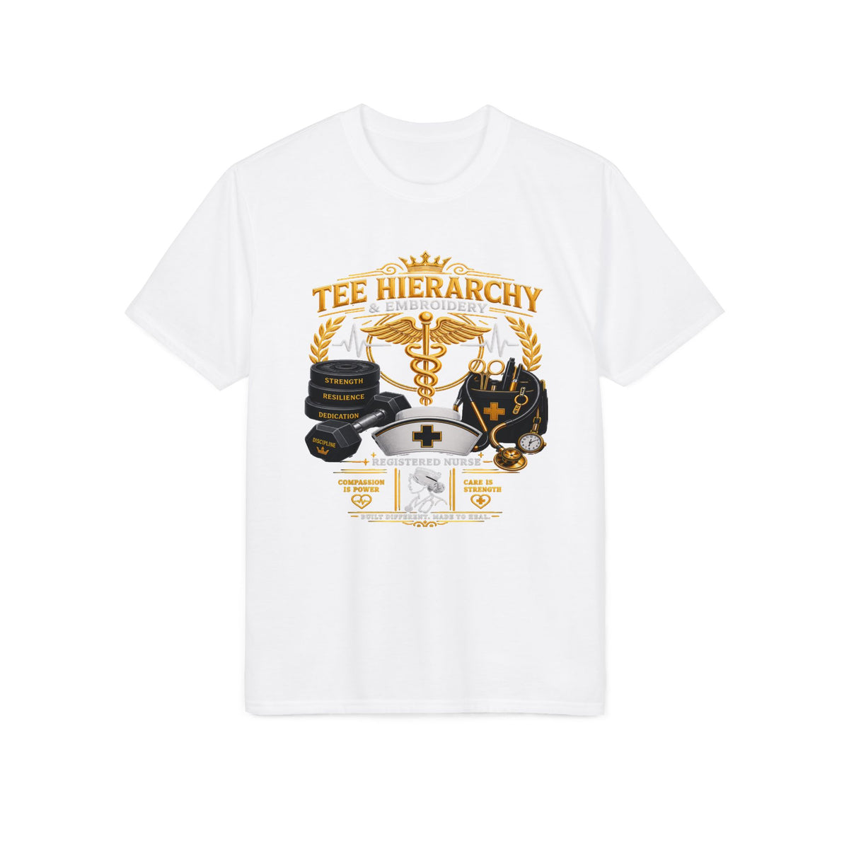 Nursing & Medical Crew Performance T-Shirt — 'Tee Hierarchy' Healthcare Design Female