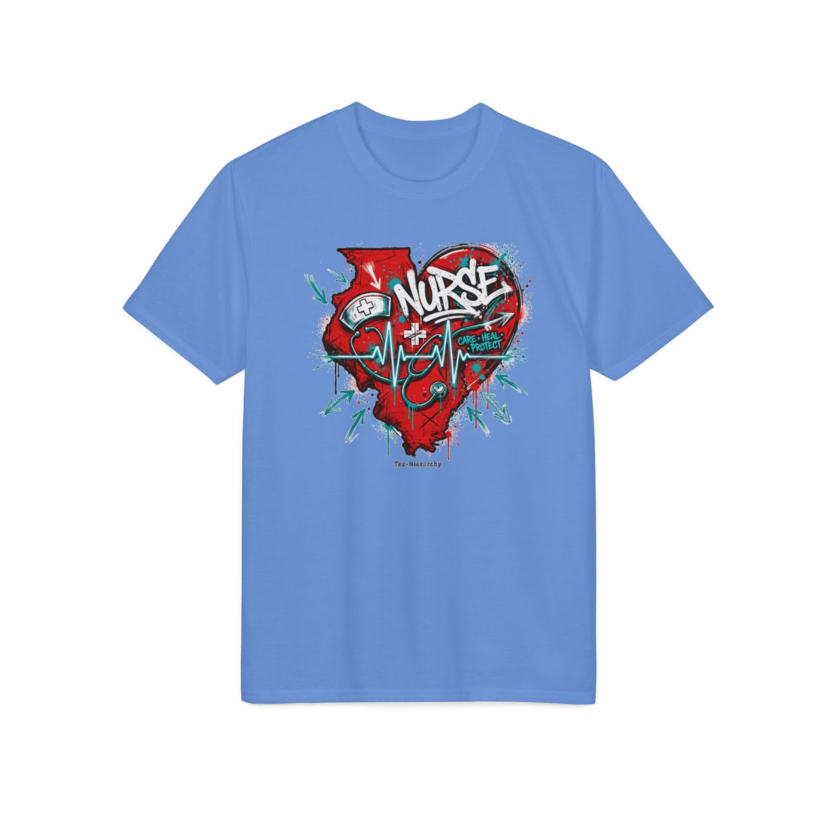 Nurse Heartbeat Performance T-Shirt — Graffiti Nurse ECG Design