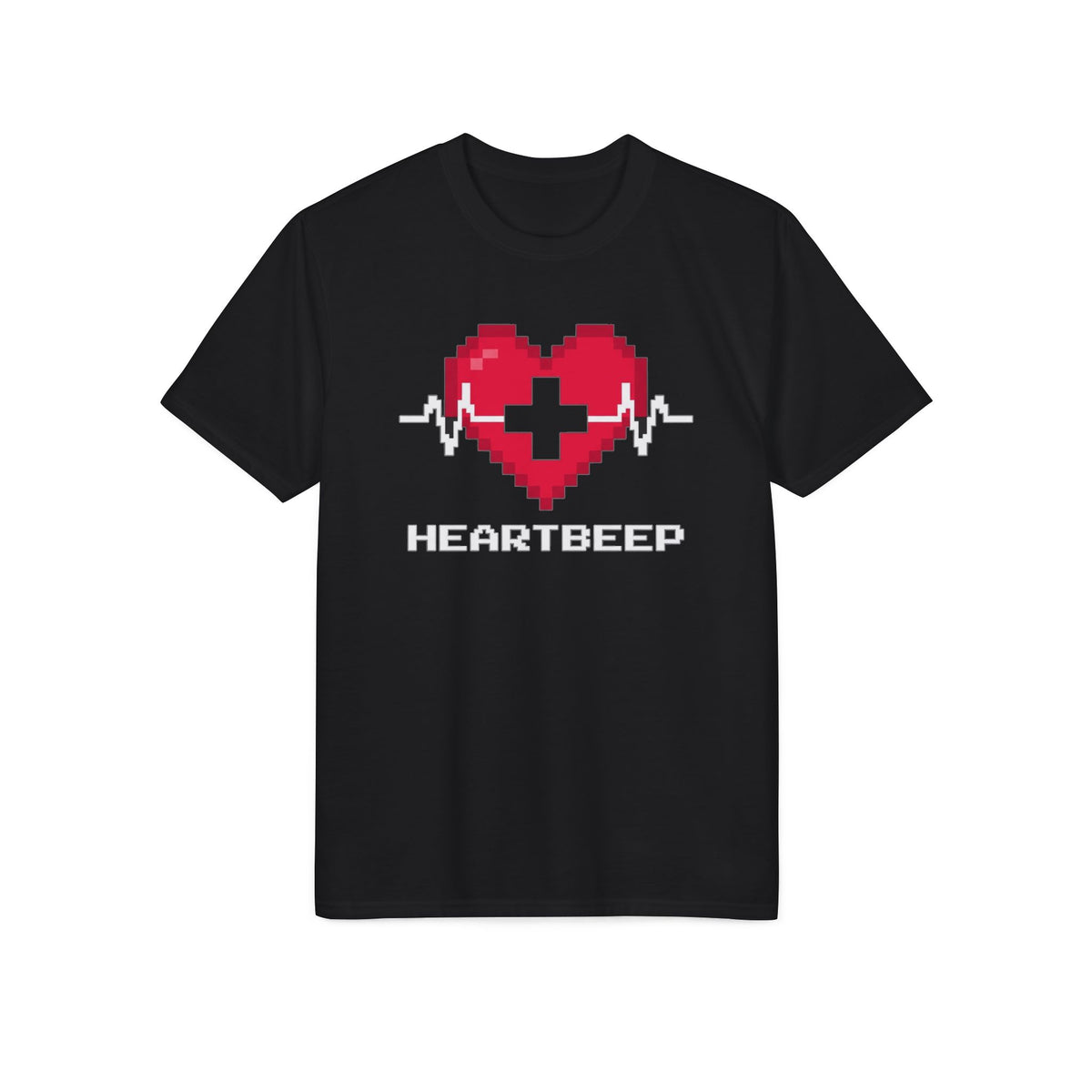 Pixel Heartbeat T-Shirt — Retro 8-Bit Heart with EKG Pulse (Heartbeat)