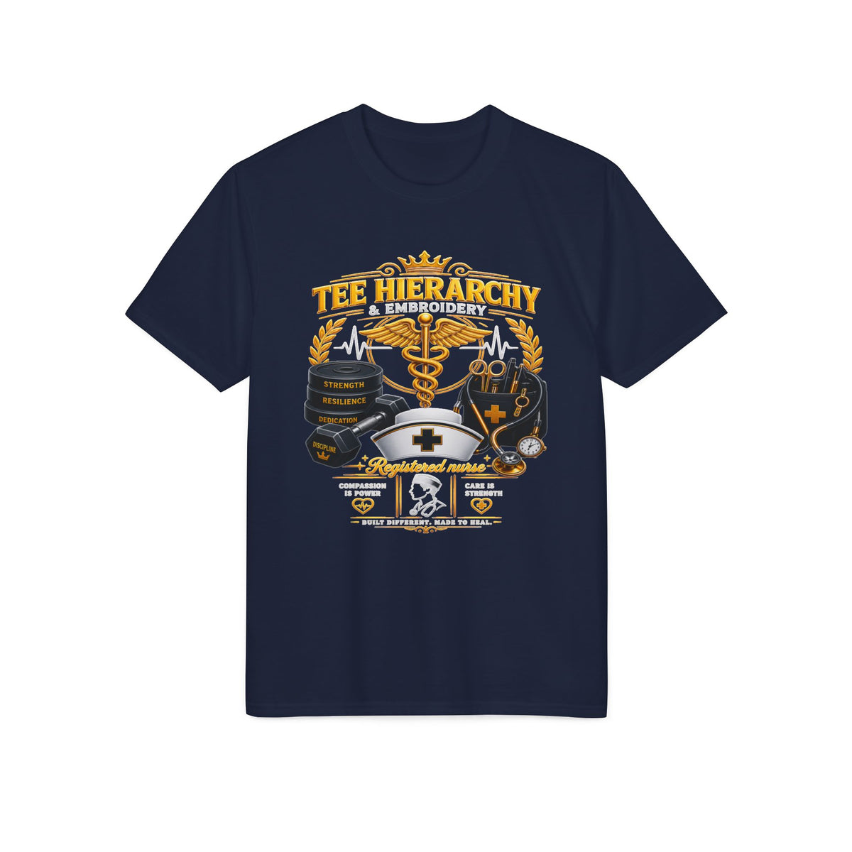 Nurse & EMS ‘Tee Hierarchy’ Medical Emblem Performance T-Shirt male