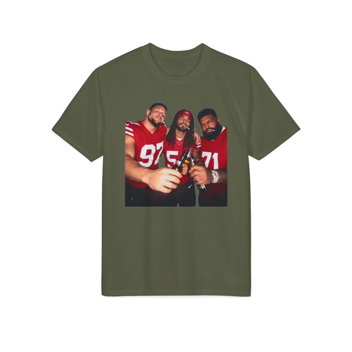 Football Team Photo T-Shirt — Teammates Celebratory Print