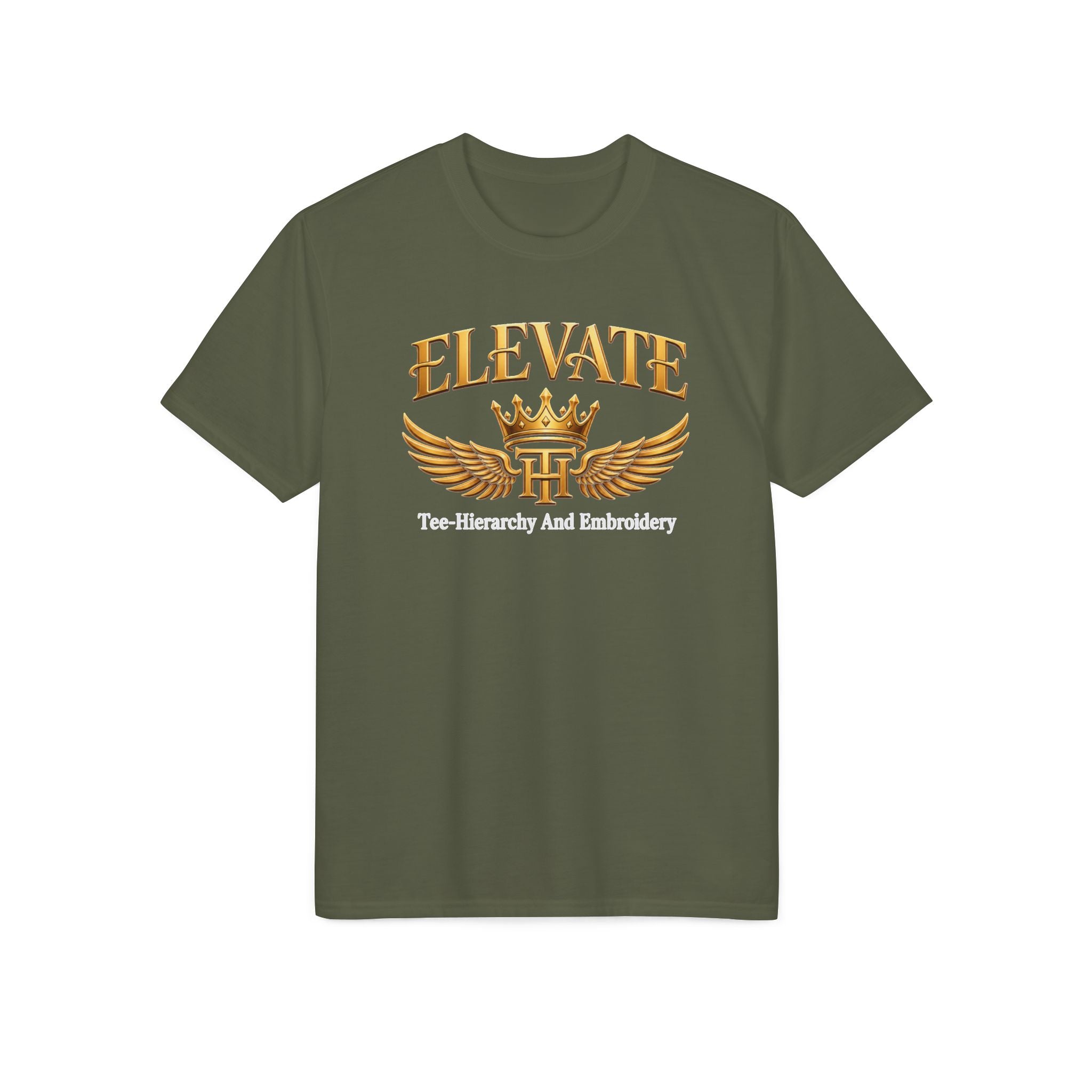 Elevate Wings Crown T-Shirt — "Elevate: Leadership and Leadership" Motivational Graphic Tee