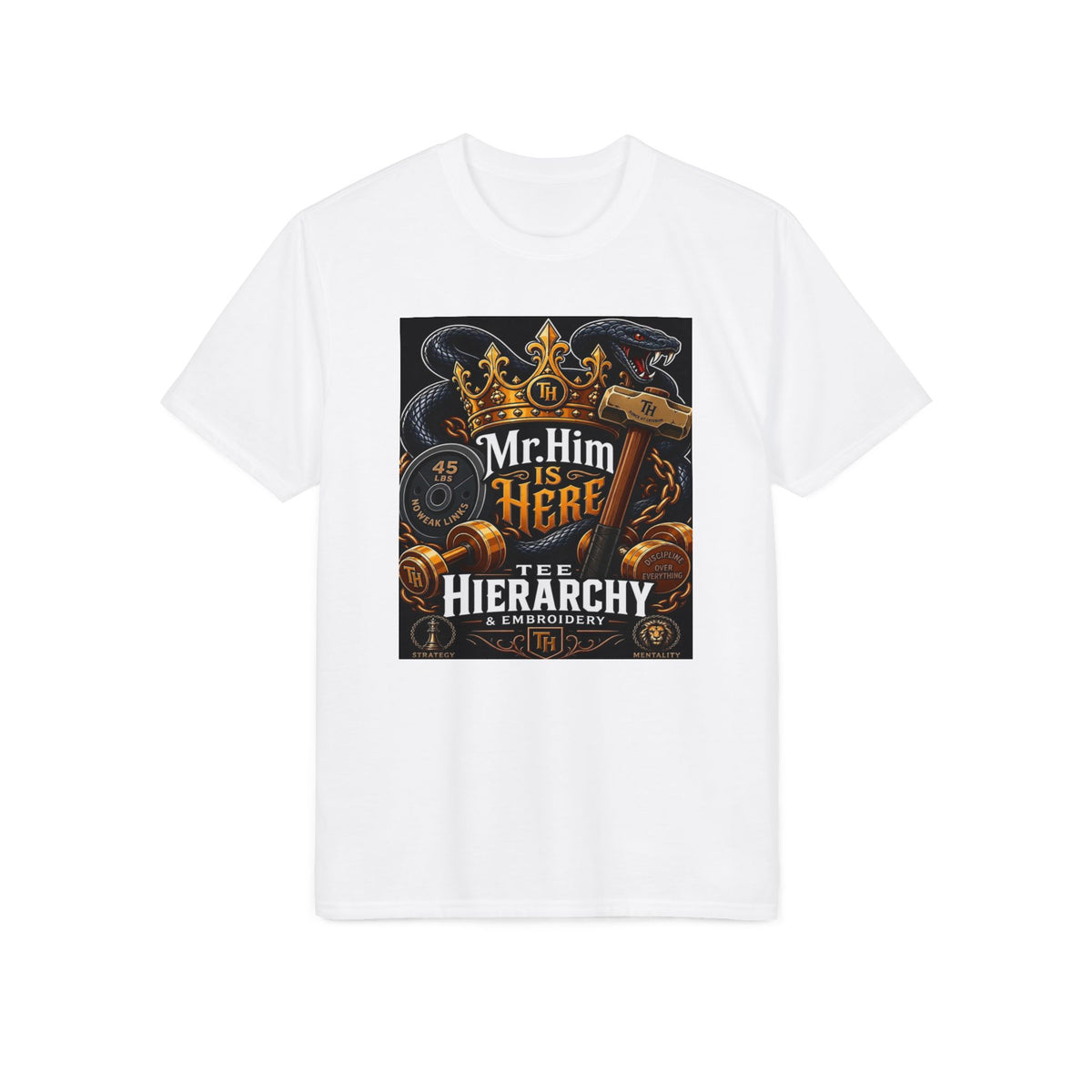 Mr. Him Is Here Tee — Vintage Crown & Hammer Graphic T-Shirt for Men