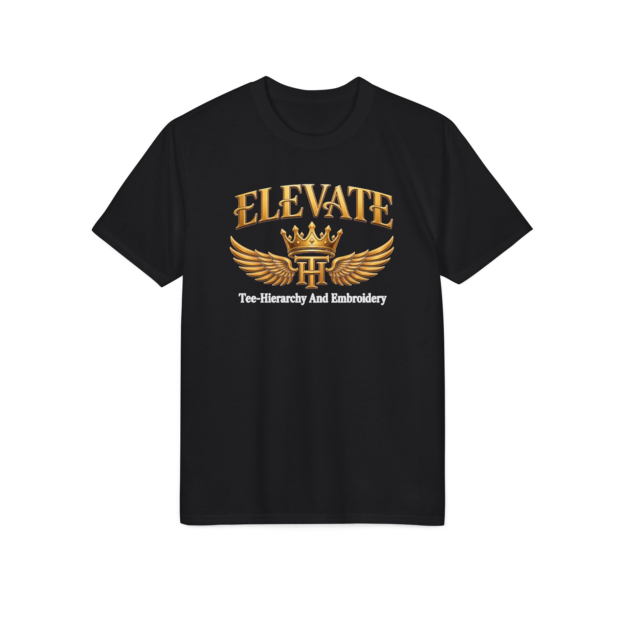 Elevate Wings Crown T-Shirt — "Elevate: Leadership and Leadership" Motivational Graphic Tee