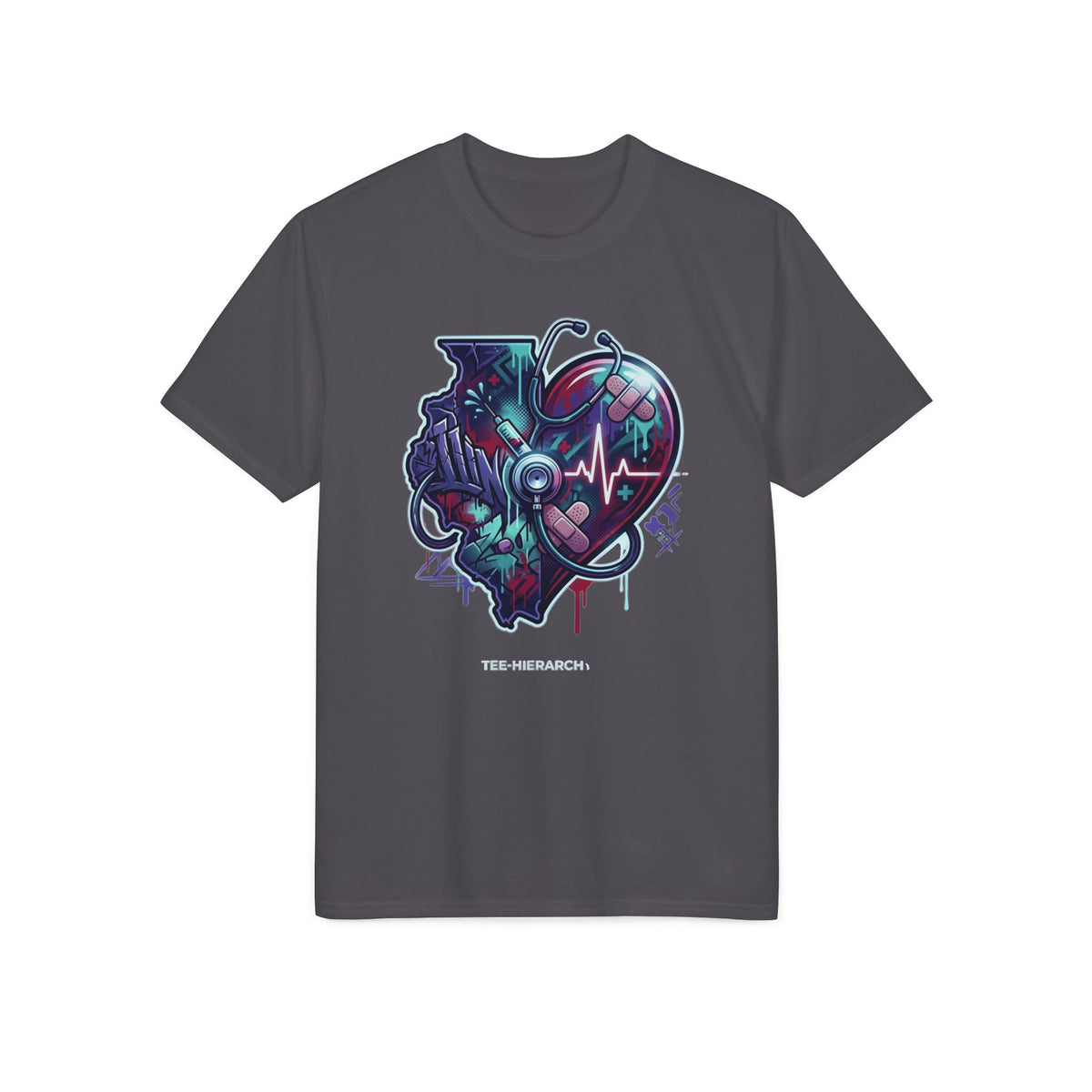 Illinois Heartbeat Graphic T‑Shirt — Stethoscope & EKG Medical Art