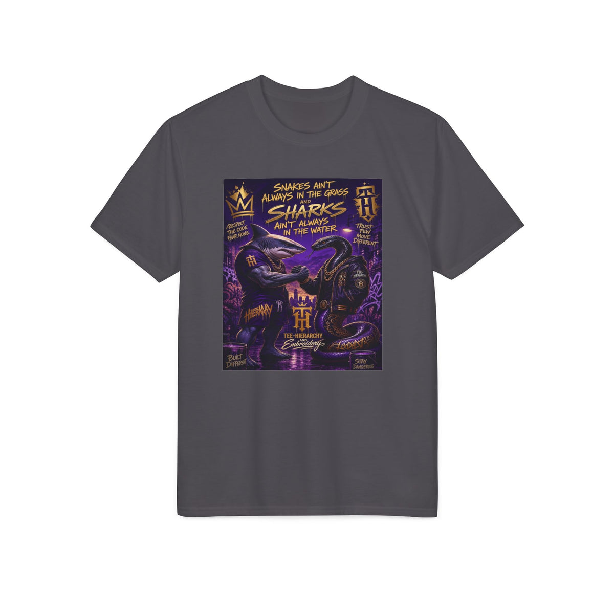 Sharks Ain't Afraid Performance T-Shirt — Bold Shark Graphic Tee for Surfers & Ocean Lovers