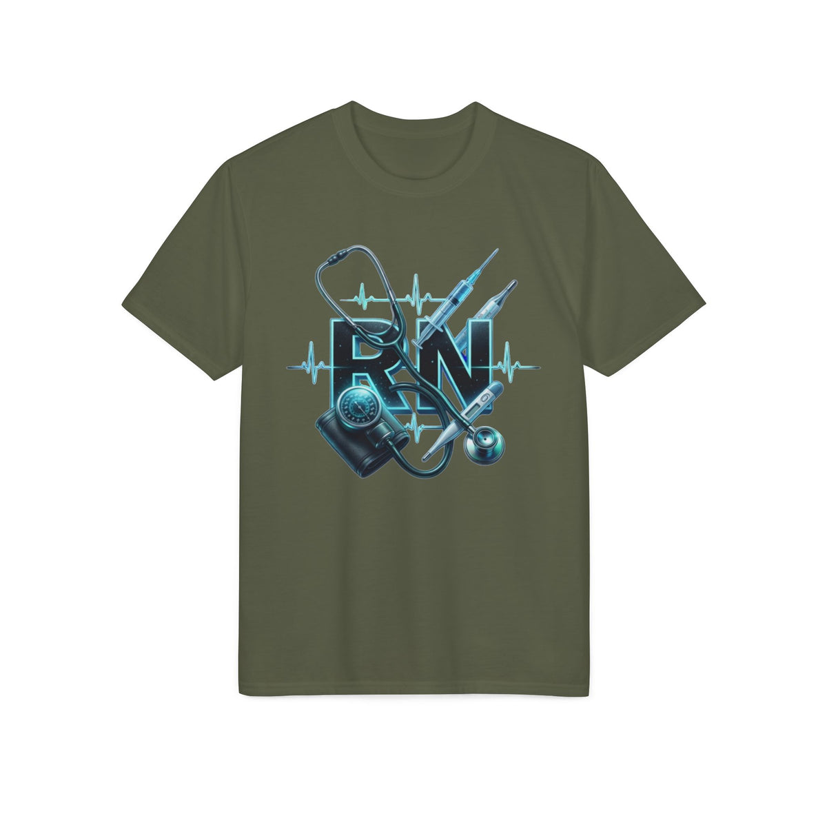 Medical Team T-Shirt — Stethoscope & Scrubs Heartbeat Design