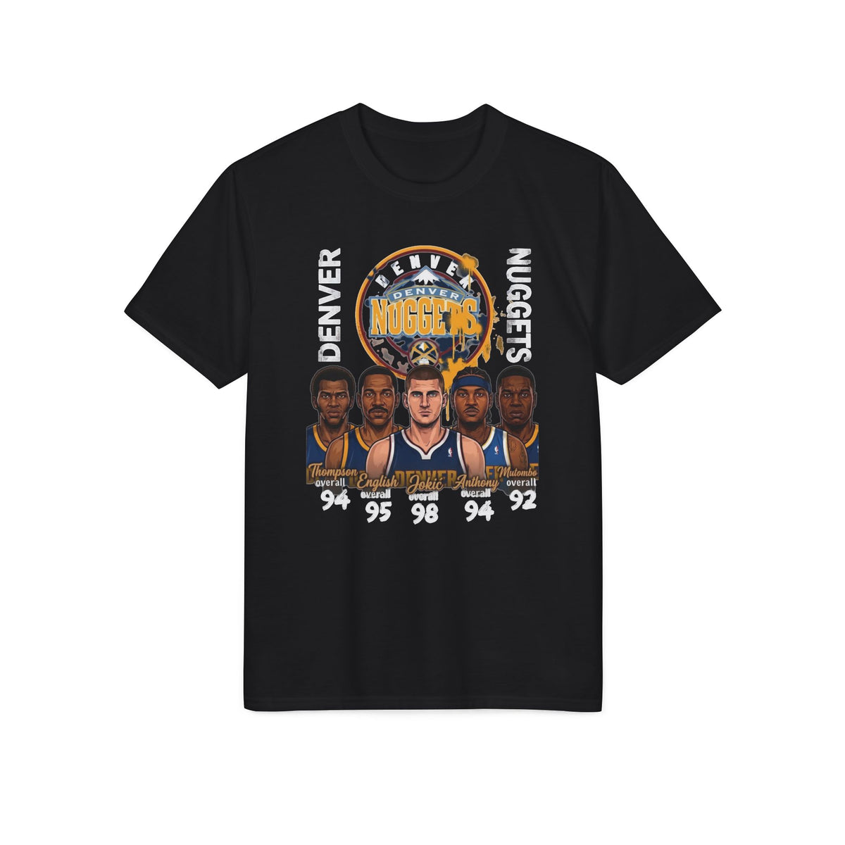 Denver Nuggets Retro Roster Graphic T-Shirt — Basketball Team Fan Tee