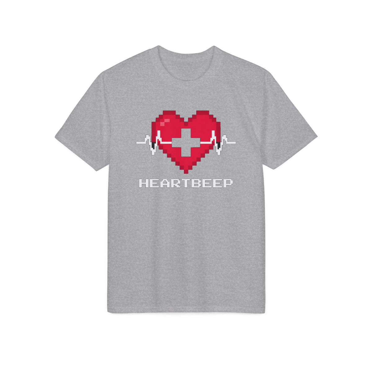 Pixel Heartbeat T-Shirt — Retro 8-Bit Heart with EKG Pulse (Heartbeat)