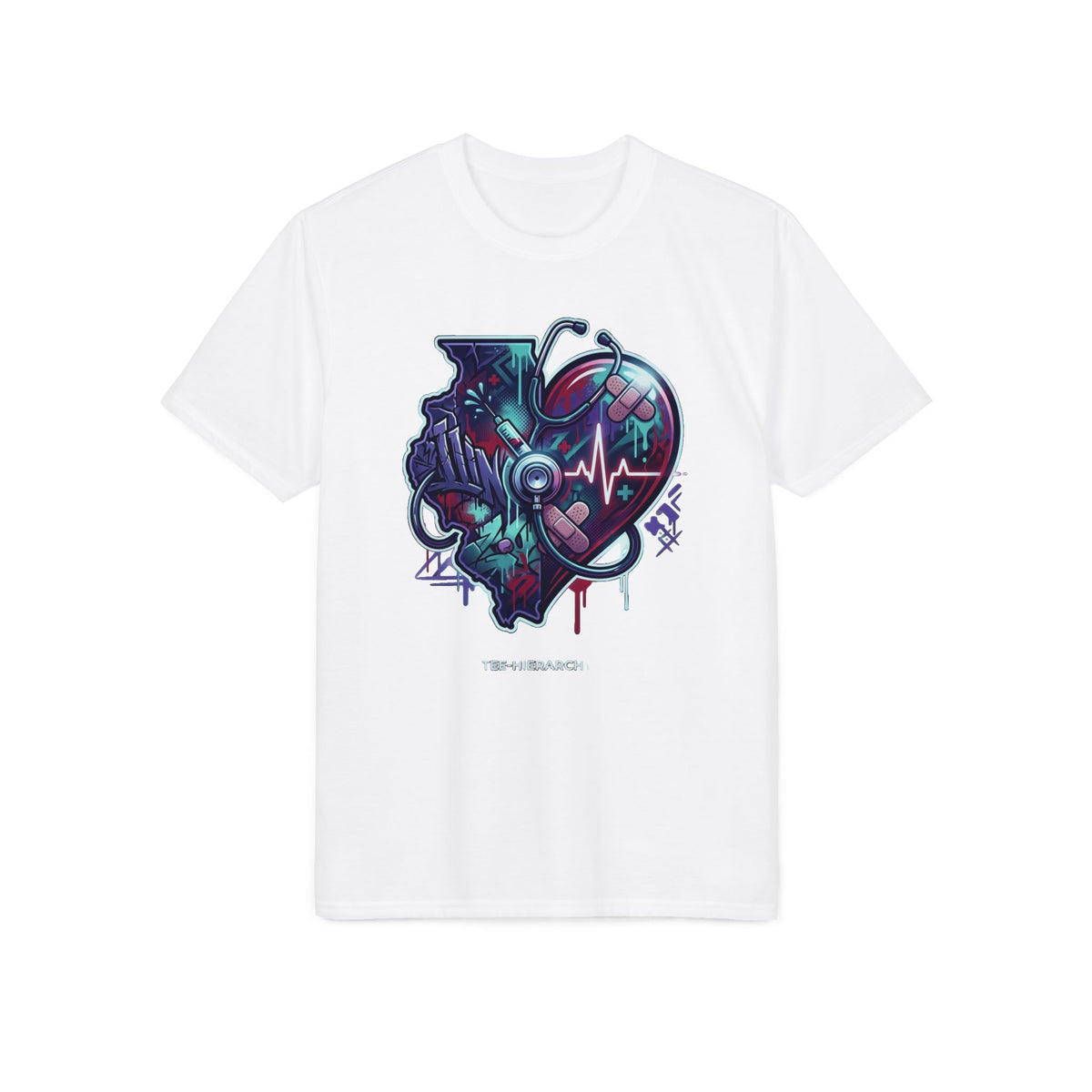 Illinois Heartbeat Graphic T‑Shirt — Stethoscope & EKG Medical Art
