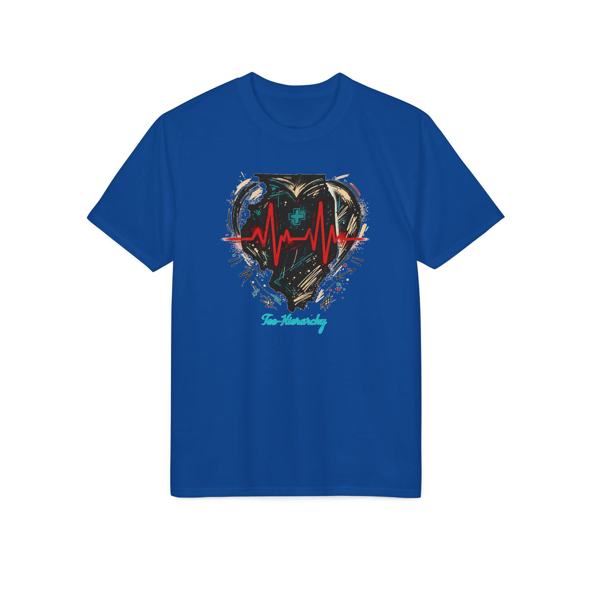 Heartbeat Heart Graphic T-Shirt — 'Beating' Urban Art Athletic Tee