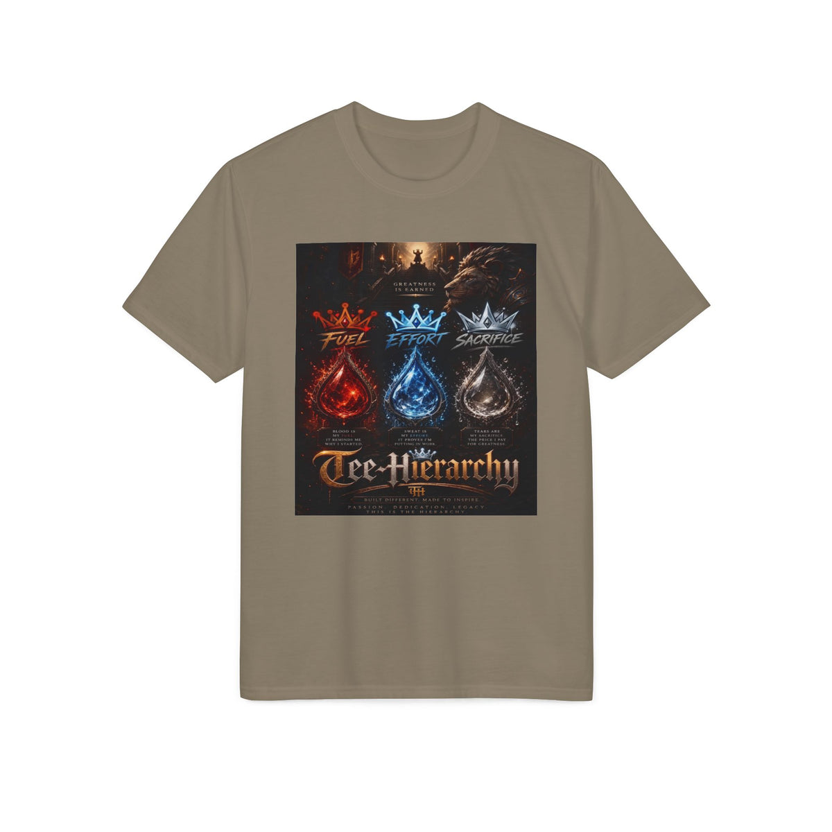 Arcane Elements Tee — Fire Water Earth Crown 'Tee-Hierarchy' Fantasy Graphic T-Shirt