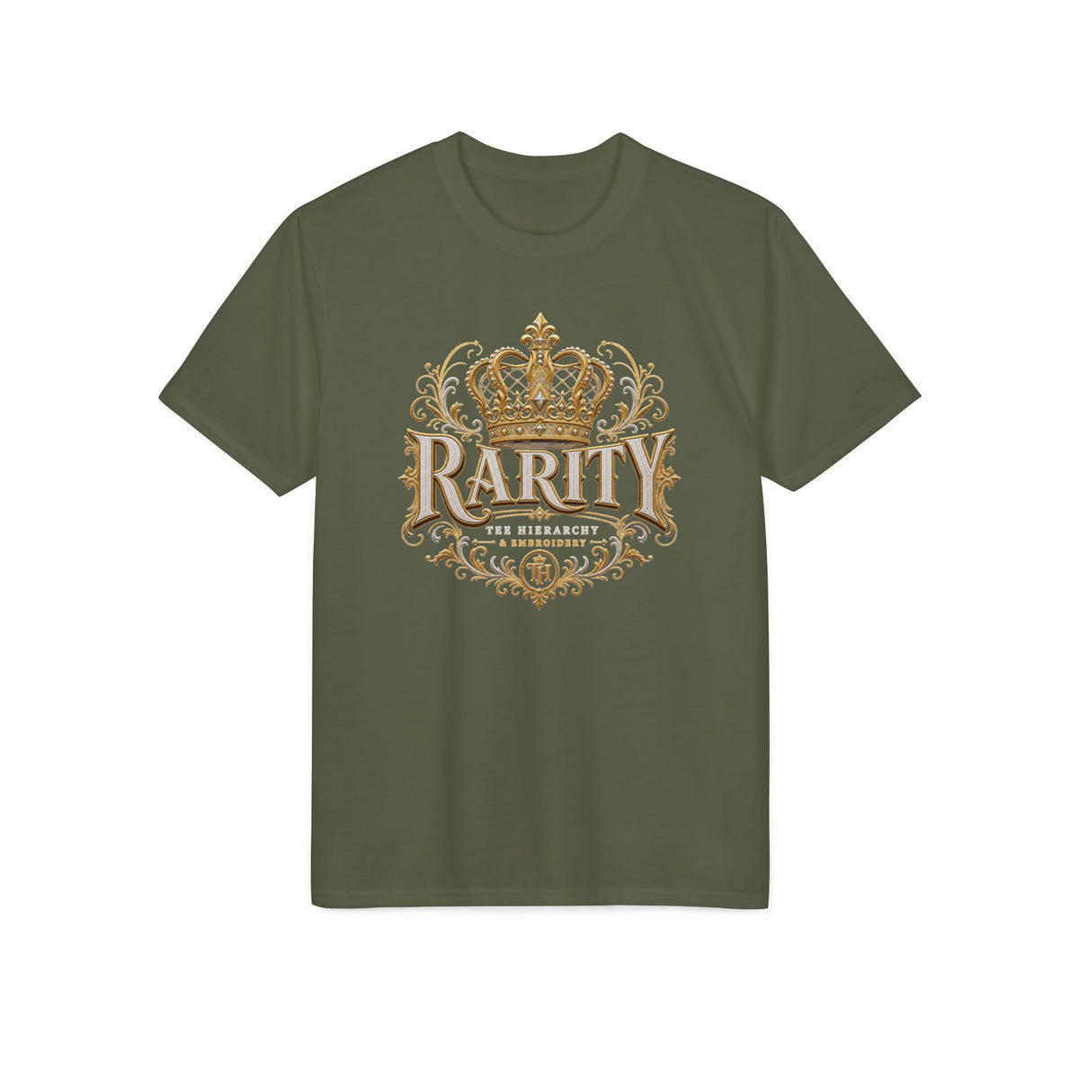 Royalty Rarity Crown T-Shirt — Gold Ornate Monarch Graphic