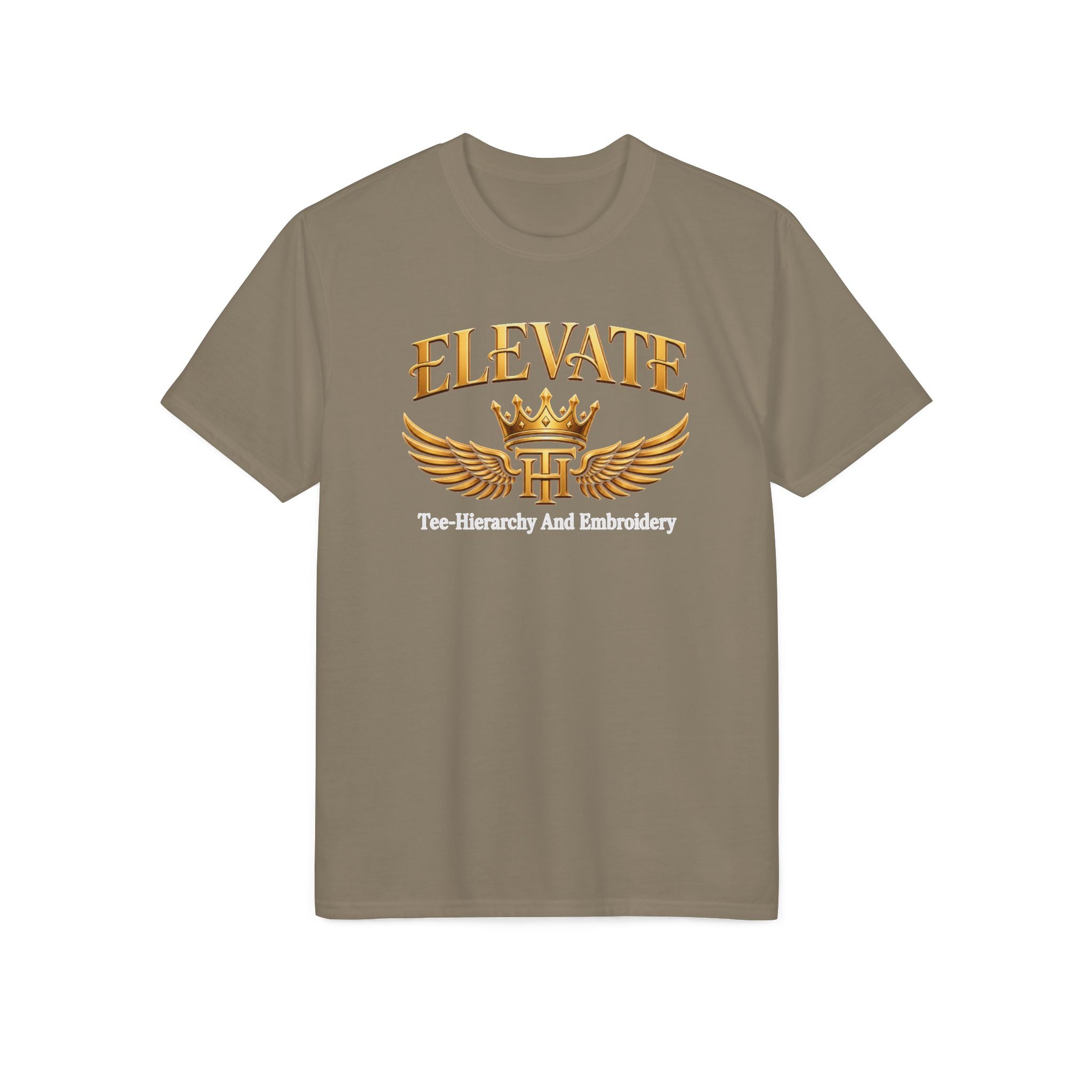Elevate Wings Crown T-Shirt — "Elevate: Leadership and Leadership" Motivational Graphic Tee